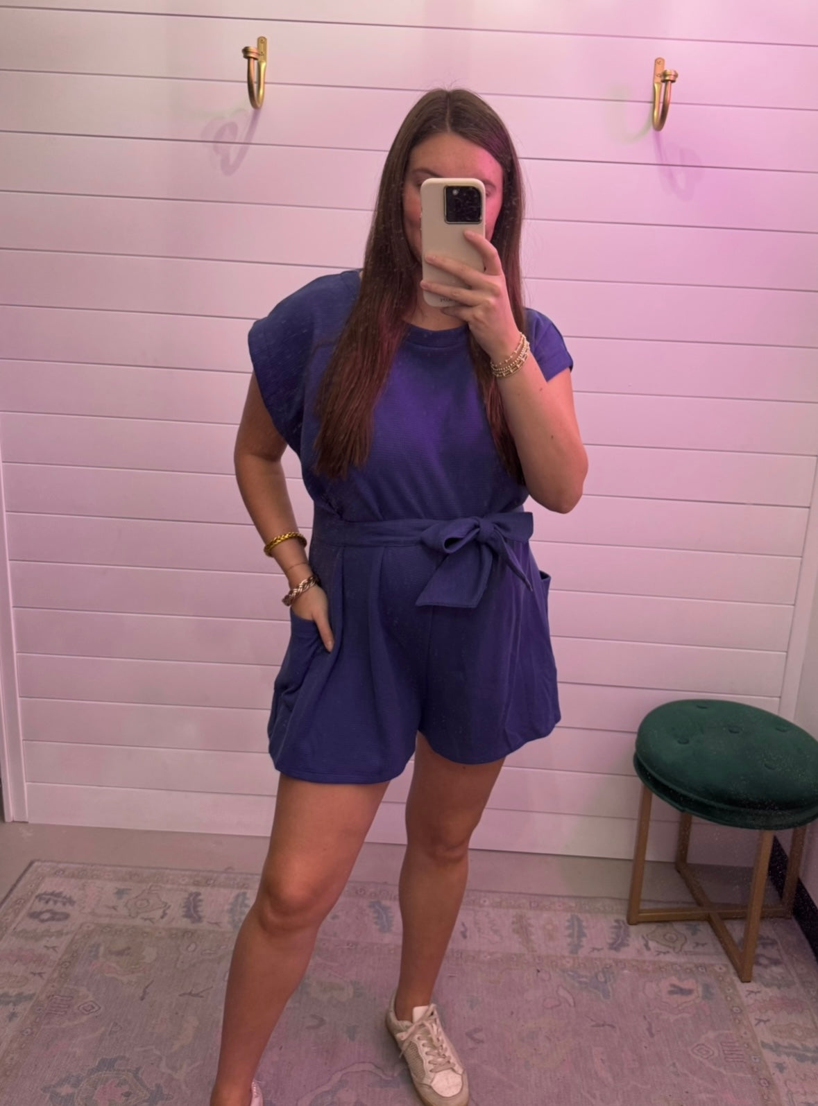 Indigo Waffle Knit Romper