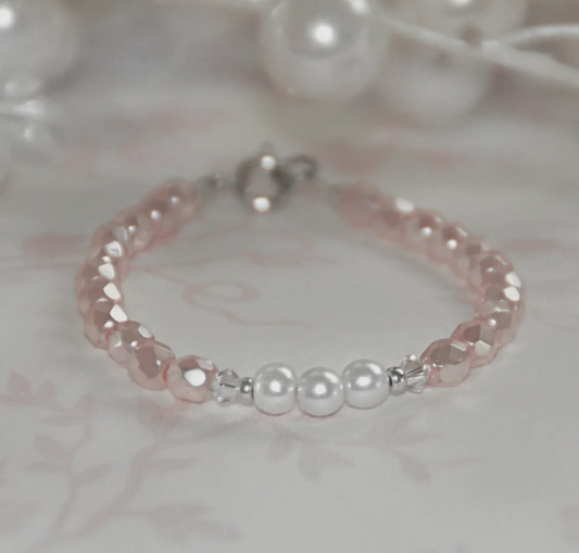 Pastel Pink Pearl Bracelet 5”