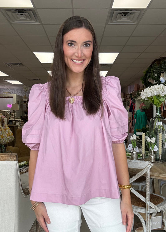 Poplin Pink Top