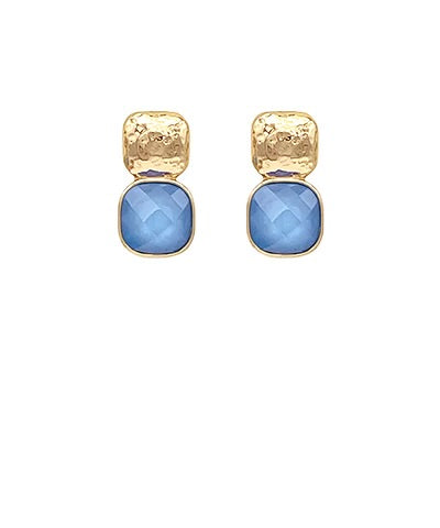Sylvia Stone Earrings-Cobalt Blue