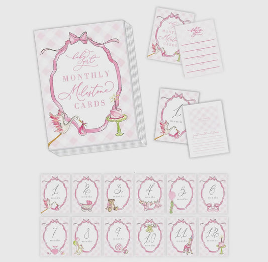 Pink Watercolor Milestone Cards