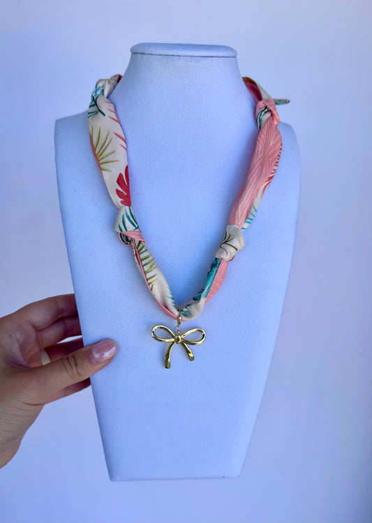Bow Scarf Necklace (Pk/Wt)