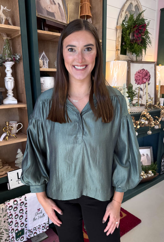 Enchanted Evening Blouse-Green