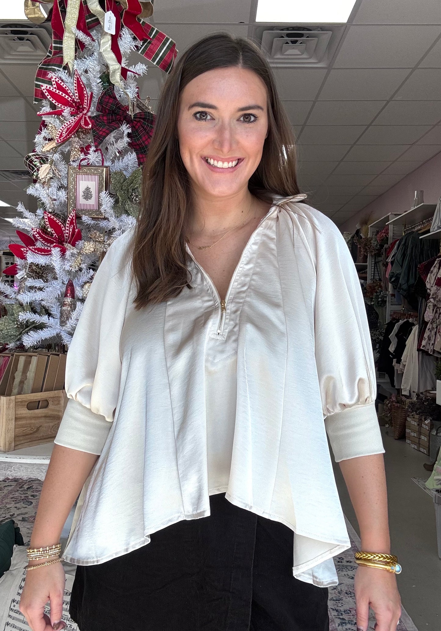 Celia Cream Half Zip Top