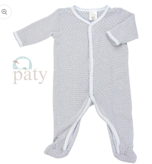 Paty Footie: Grey w/ Blue