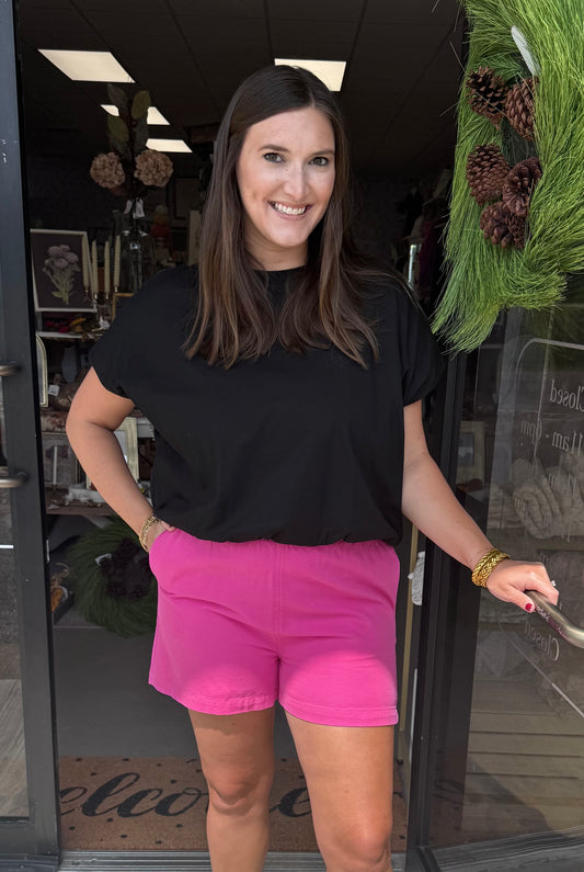 Black Bubble Hem Top