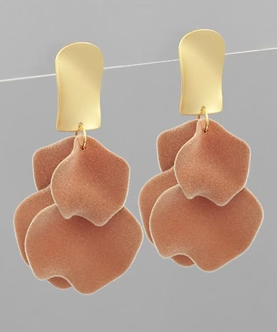 Velvet Petal Earrings- Lt Brown