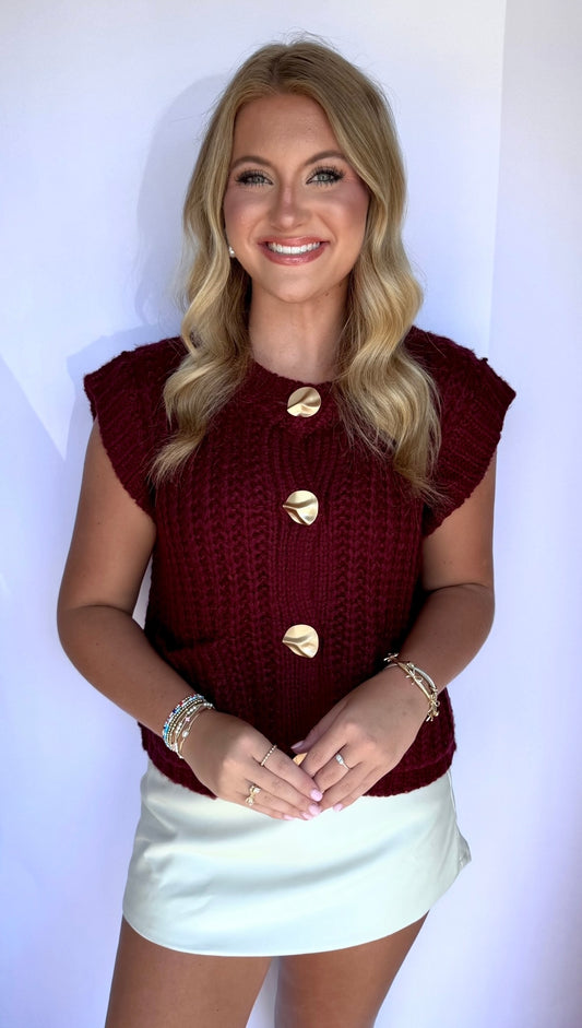 Burgundy Button Vest