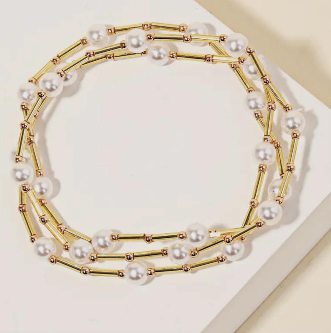Tube Pearl Bracelet Set