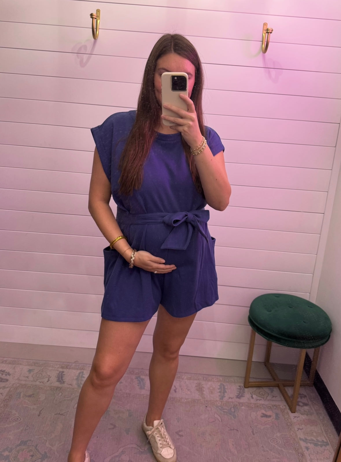 Indigo Waffle Knit Romper