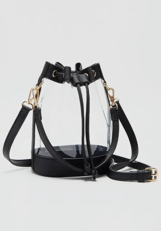 Clear Stadium Bucket Bag (Black)