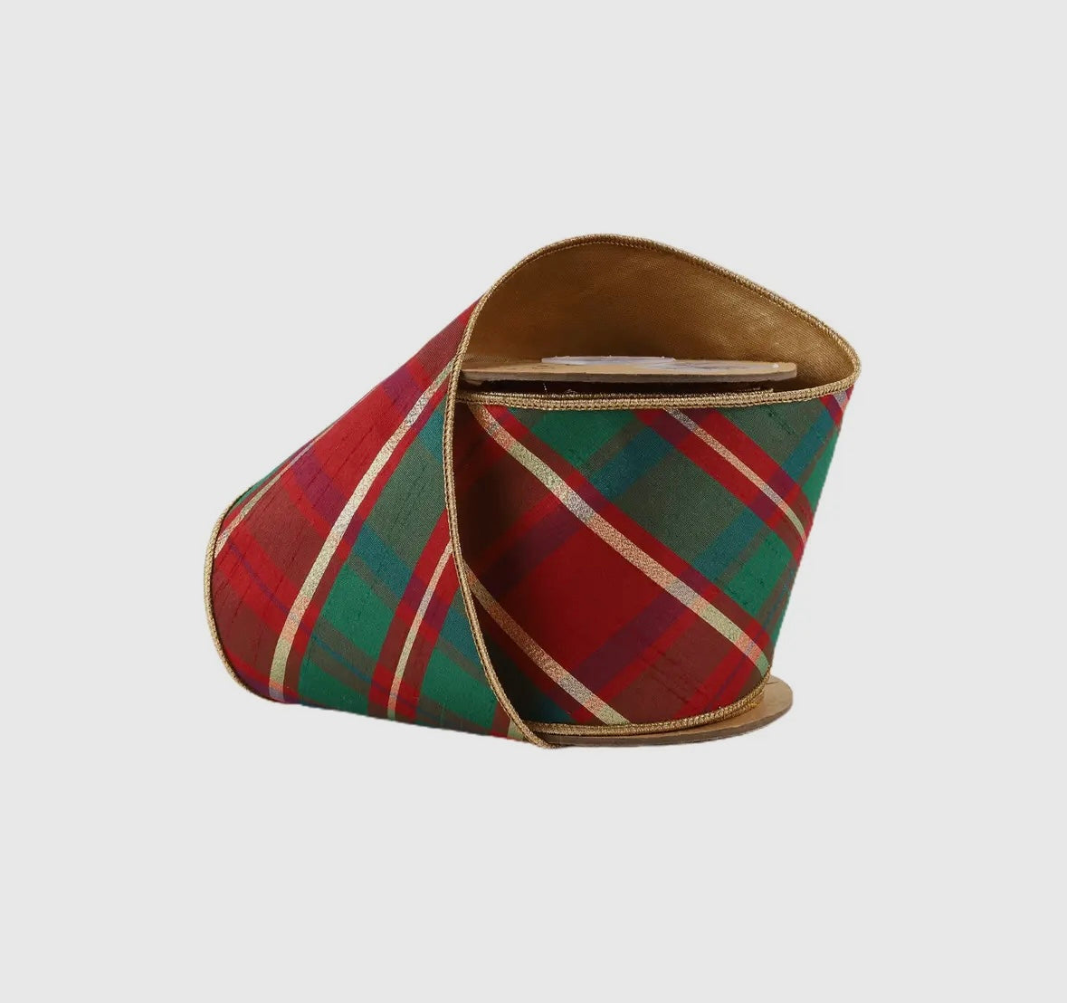 4” Wired Ribbon (Red/Gold/Green Plaid)
