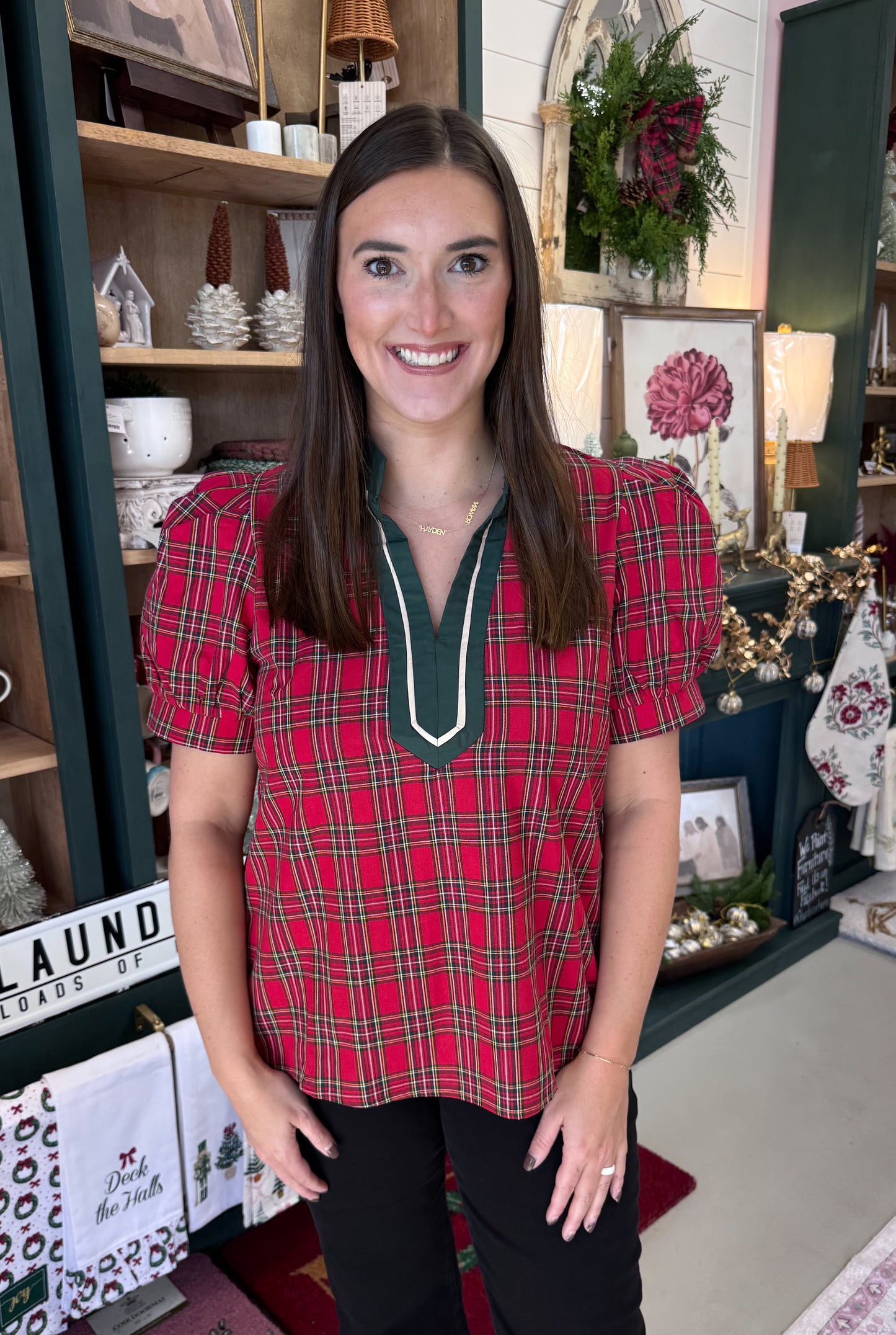 Pretty in Plaid Top-Red