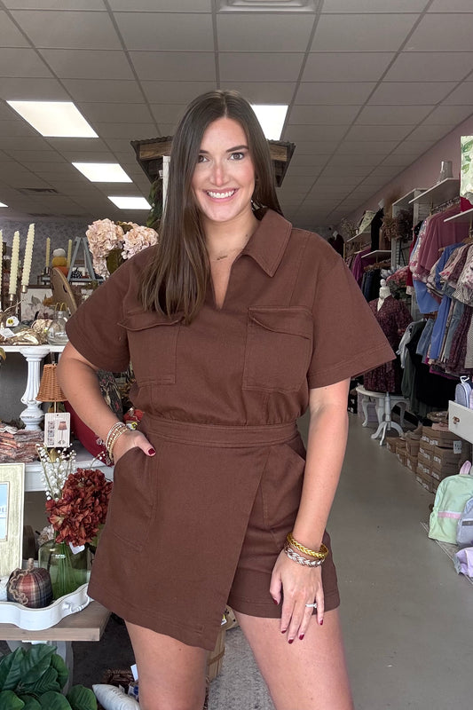 Espresso Denim Romper