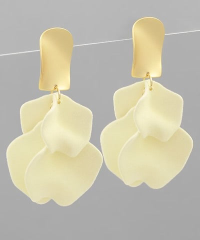 Velvet Petal Earrings-Ivory