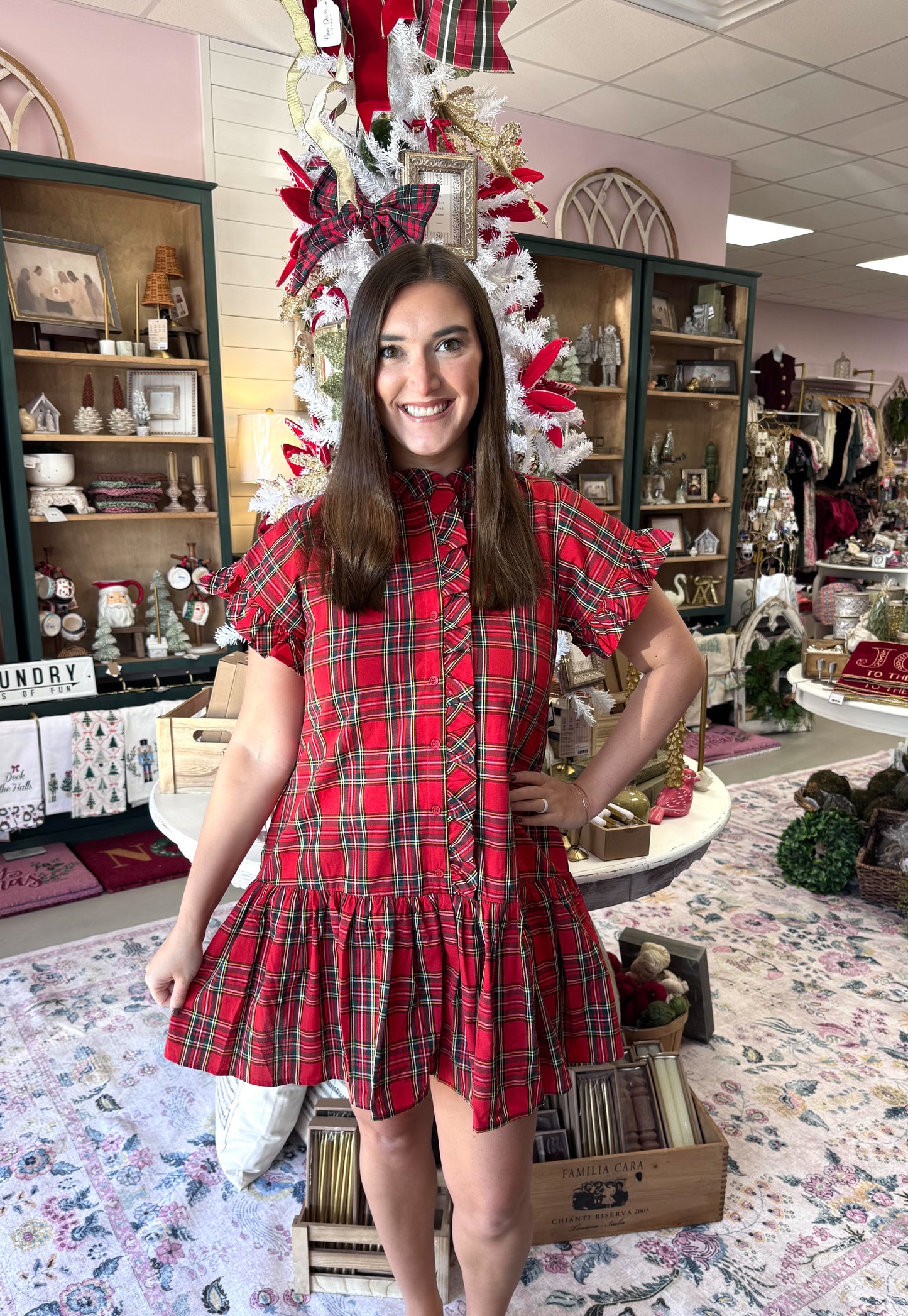 Plaid Perfection Dress-Red