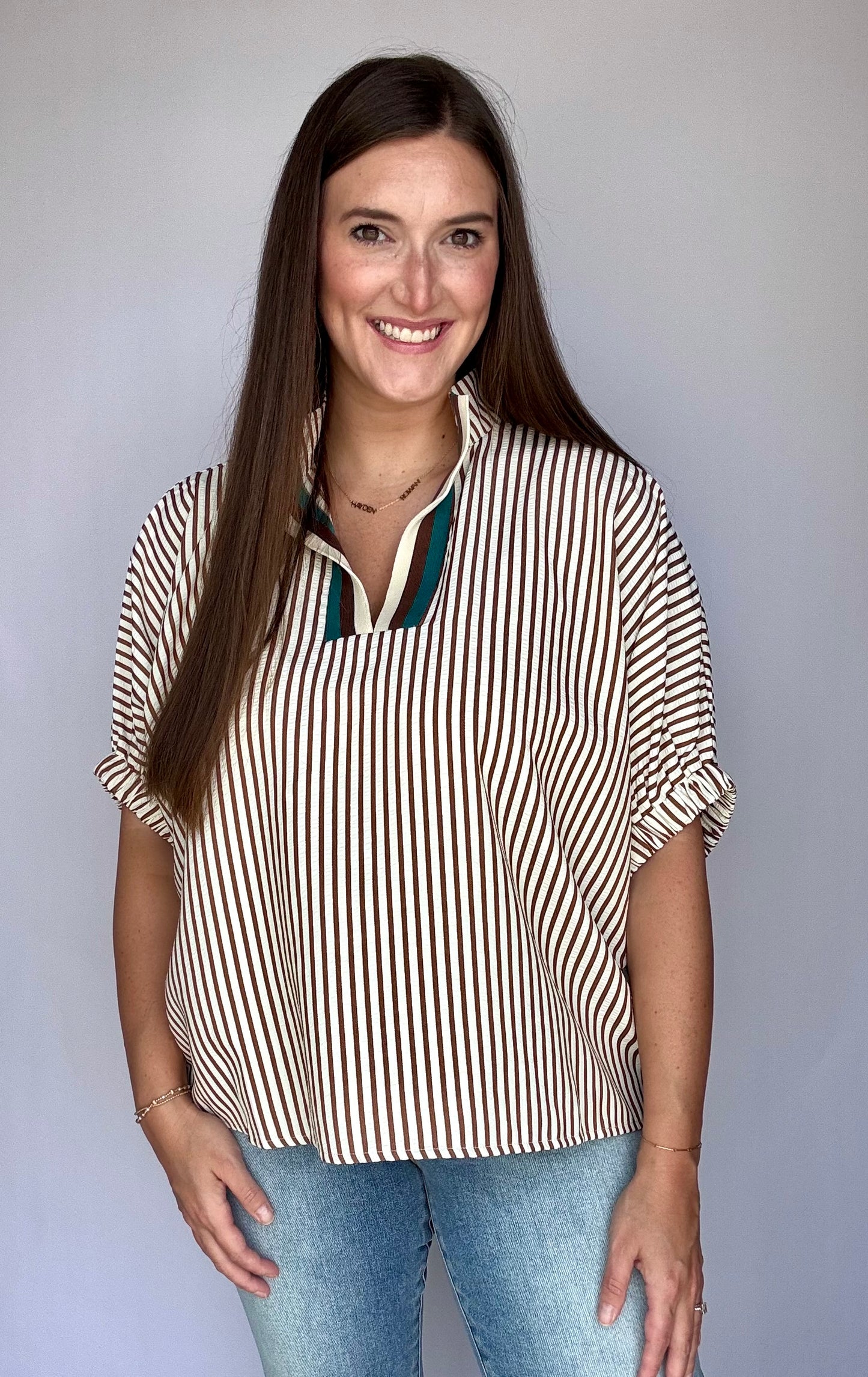 Mocha Striped Blouse