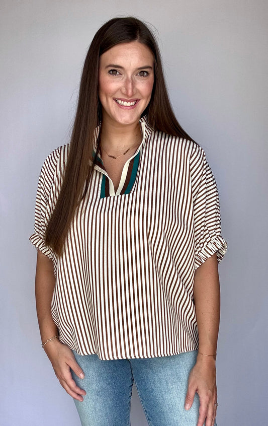 Mocha Striped Blouse