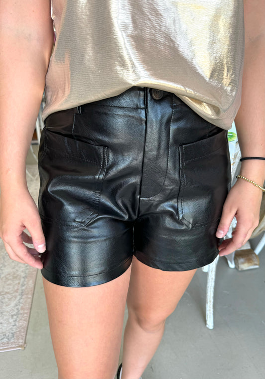 Cora Leather Shorts (Black)