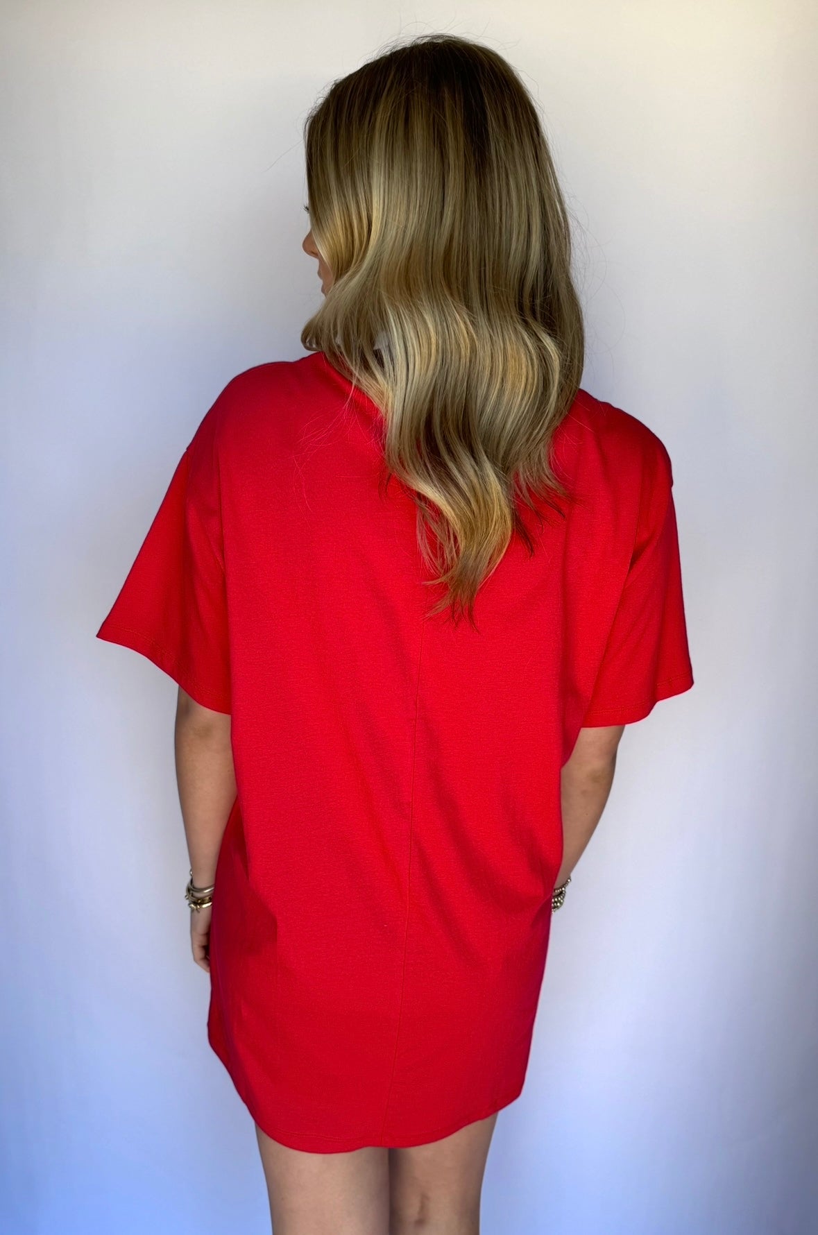 Candice T Shirt Dress- Red