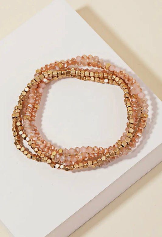 Pink Beaded Bracelet Set