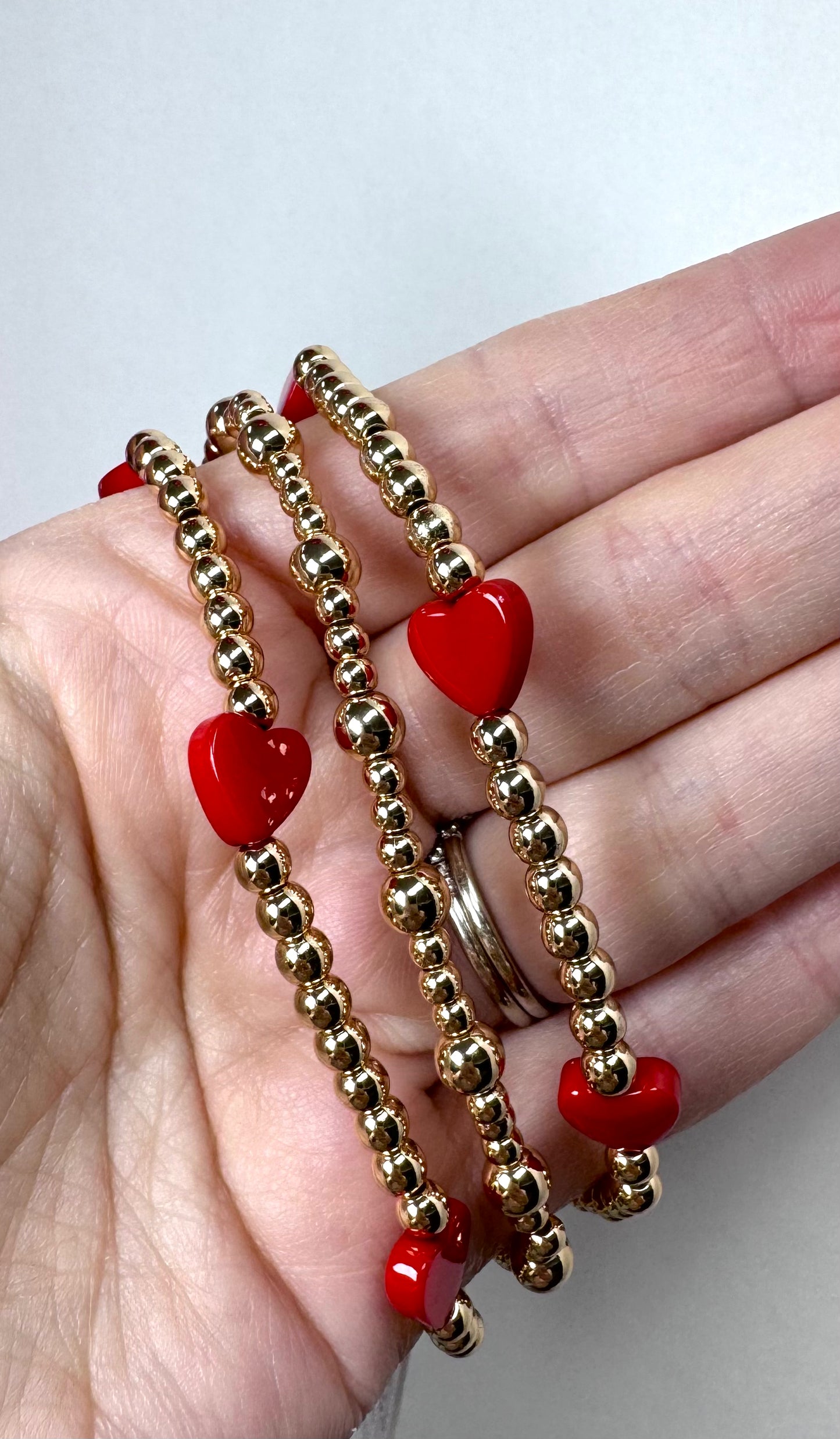 Red Heart Bracelet Set