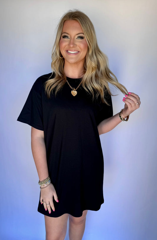 Candice T Shirt Dress- Black