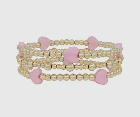 Pink Heart Bracelet Set