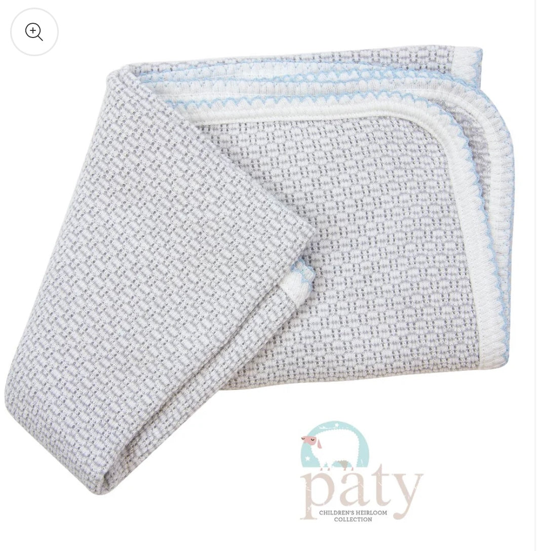 Paty Blanket: Grey w/ Blue