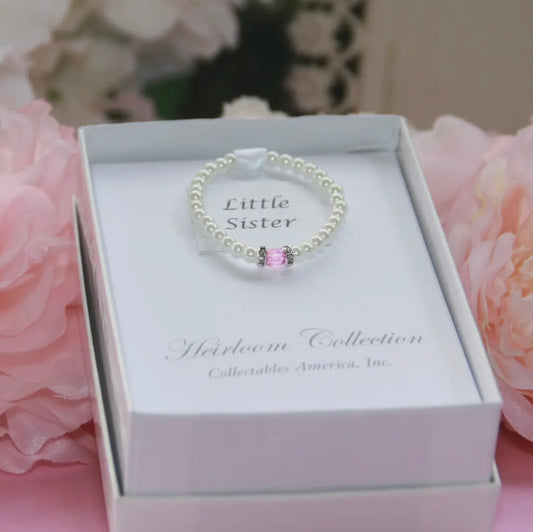 Little Sister Pearl Stretch Bracelet 4”