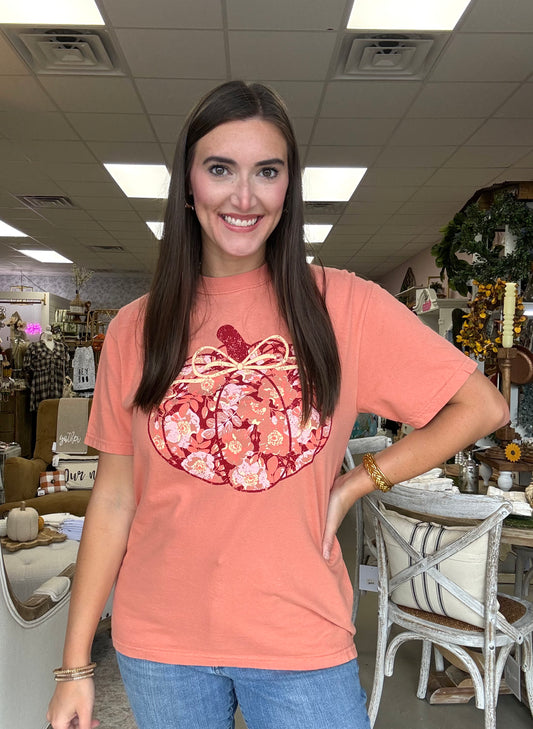 Floral Frenzy Pumpkin Tee