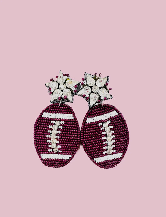 Maroon Football earrings