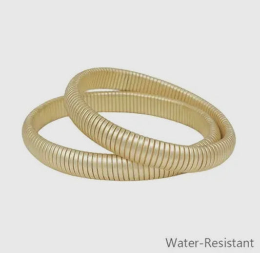 Matte gold bracelets (2)