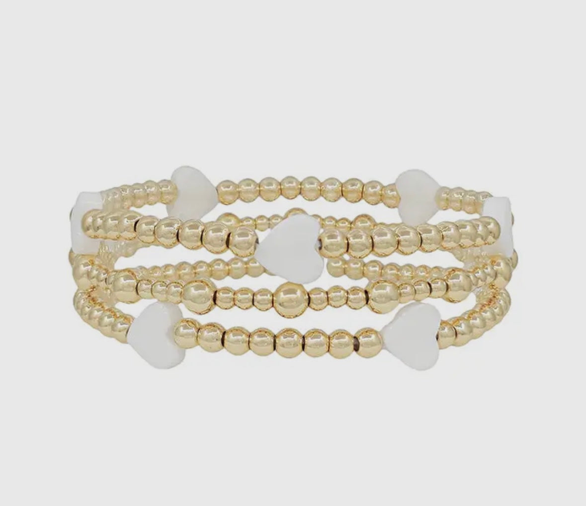 White Heart Bracelet Set