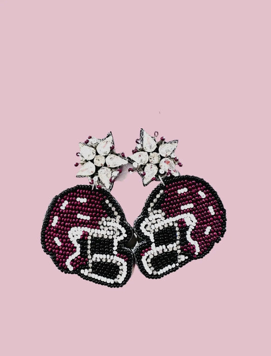 Maroon Helmet Earrings