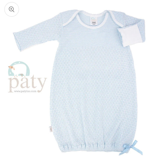 Paty Knit Gown: Blue w/Bow