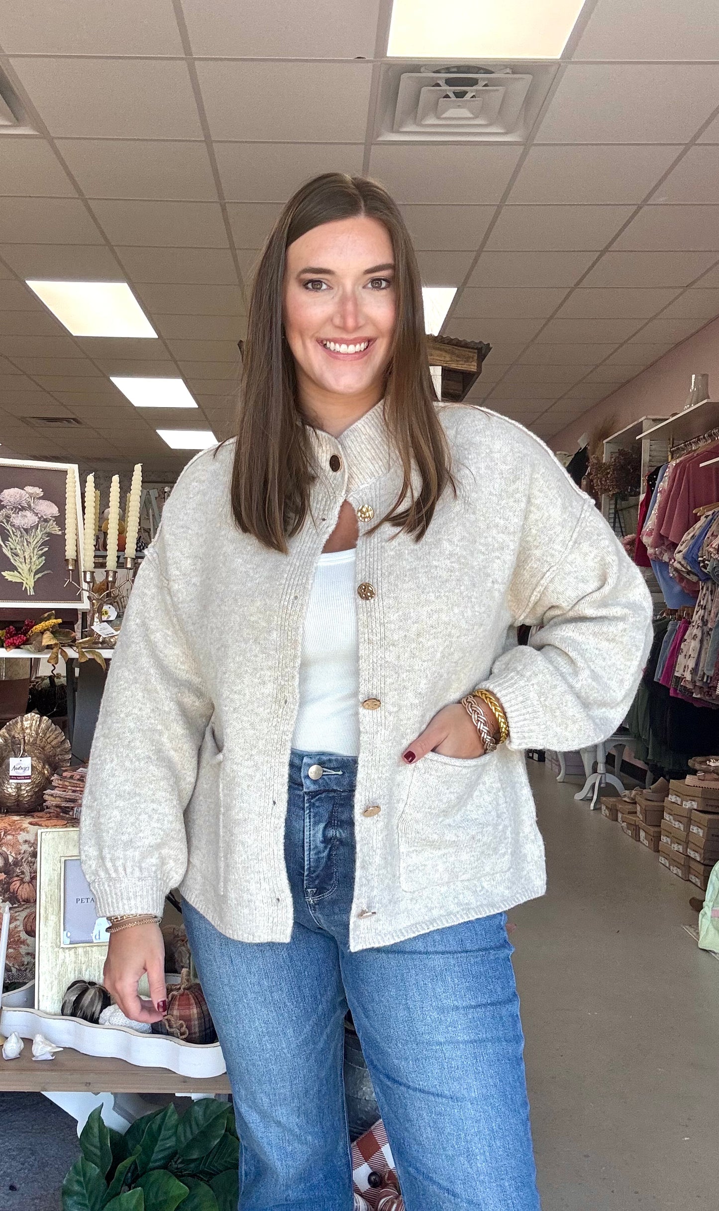 Cozy Button Up Cardigan-Oatmeal