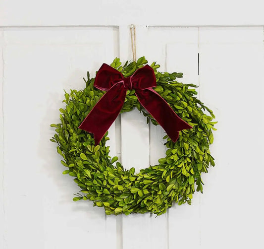 Christmas Boxwood Wreath 13”