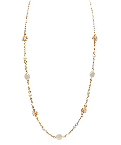 Virginia Flower & Pearl Chain Necklace