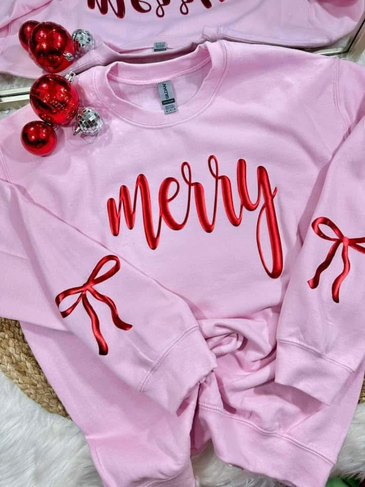 Merry Metallic Bow Sweatshirt