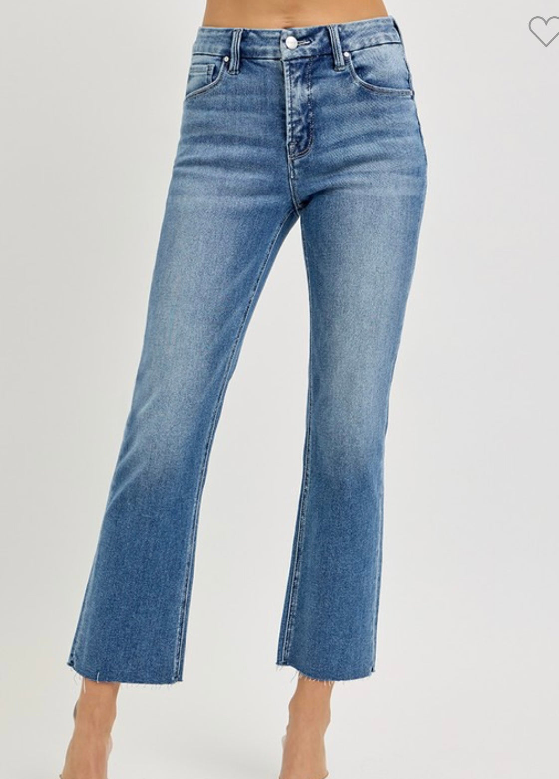 Medium Wash High Rise Crop Straight Denim